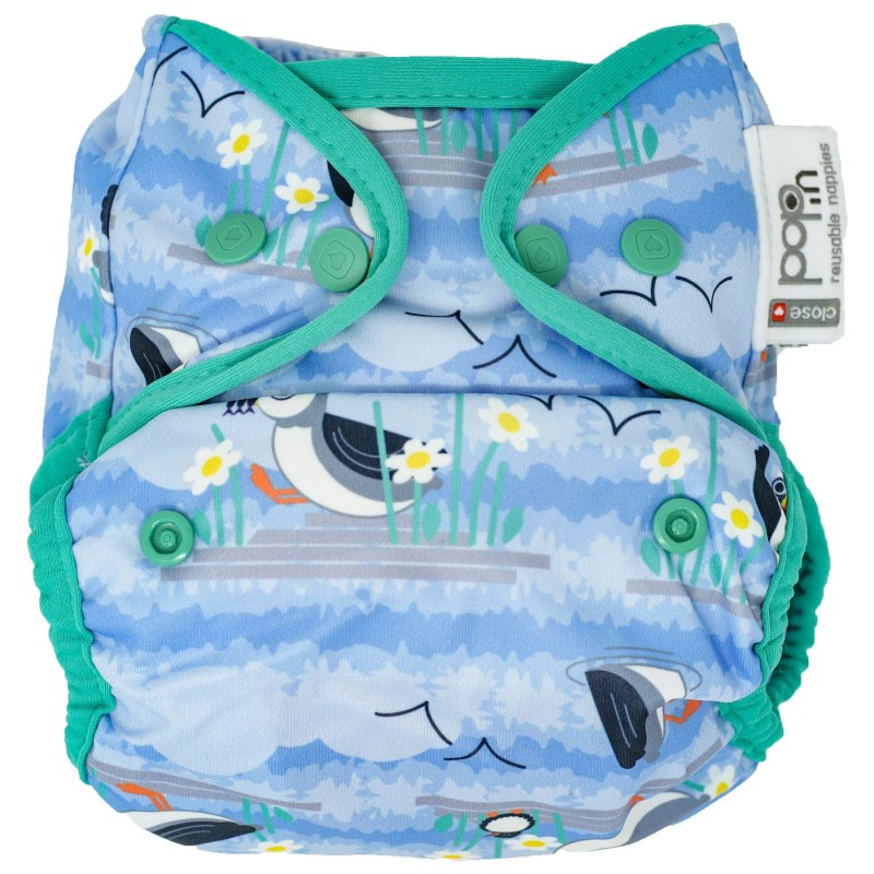 Pop-In V2 mosható pelenka bambusz belsővel patentos lunda-blue puffin